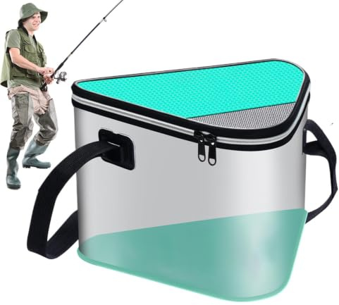 Fiskebalja Bärhandtag 12 liters | Ihopfällbar Balja för Fångade För Camping Utomhus Fest Grill Bäckar Floder Sjöar Båt Kajak Kanot