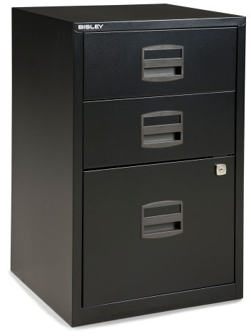 Bisley Filing Cabinet 3 Drawers A4 H672xW413xD400mm Steel Black