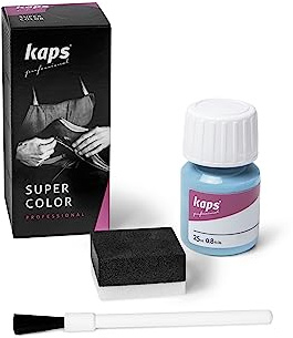 Kaps Super Color, Dye for Natural, Faux Leather and Fabric, Paint for Shoes, Boots and Bags with Sponge and Brush (121 - Sky Blue)