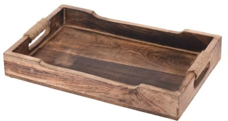 Tablett aus Mangoholz, rustikal, rechteckig, Serviertablett für Schoß, Tee, Snacks, groß