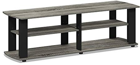 Furinno TV Entertainment Center, Wood, French Oak Grey/Black, one size