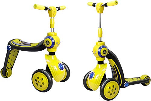 Allkindathings BI288AYellow 2 in 1 Scooter und Laufrad, Gelb