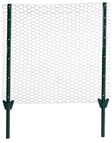 ESTEXO Zaun-Set Komplett-Set Sechseckgeflecht Zaun Draht Hasendraht Drahtzaun Drahtgeflecht 6eck Gartenzaun Drahtgitter mit Pfosten (Grün / 13 mm / 1,00 x 25 m)