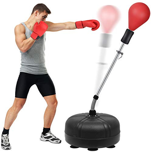 MIDKAWE Boxsack mit Ständer für Erwachsene & Kinder, Höhenverstellbar Freistehend Boxen Reflex Bag, Ideal für MMA Reflex Speed Training, Fitness, Punching und Muskelaufbau