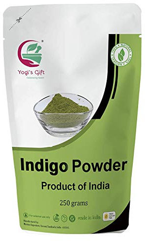Yogi's Gift Indigo-Puder für Haare | ideal für schwarzes und dunkles Haar | Indigofera Tinctoria | Schwarzes Henna | 250 Gramm | 100% reine & natürliche Haarfarbe