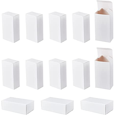NBEADS 50 Stück Faltkarton Geschenkboxen, Rechteck-Papp-Geschenkboxen Für Brautgeburtstagsfeier Weihnachten, Weiße, 3x5x9.5cm