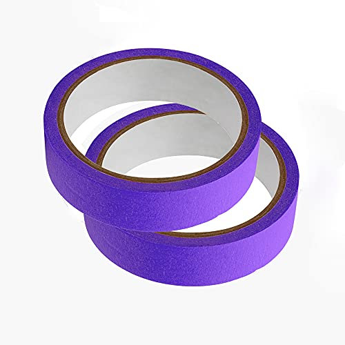 2 rouleaux de ruban de masquage, 20 m de long, papier texturé, inscriptible, ruban adhésif pour peinture, travaux manuels, décoration (20 mm, violet)