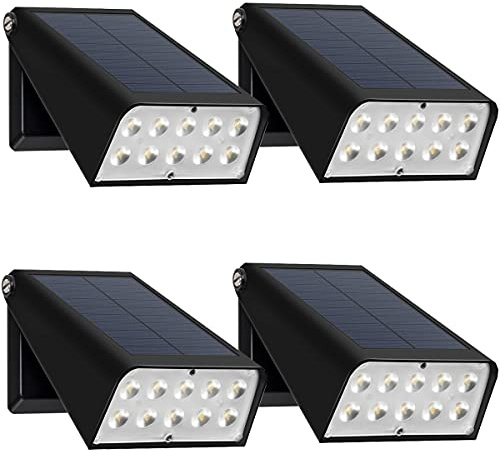 GUYULUX Outdoor Spotlight Solar Powered, Dusk to Dawn Deck Lights, 2-Mode 90° Adjustable Ideal for Wet Location, Bright Solar Wall Pack for Patio Parking Lot Alleyways Doorway, 4-Pack