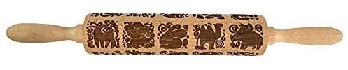 Rouleau à pâtisserie gaufré avec Motif, Motif Animal, Rouleau à pâtisserie, Biscuits pour Enfants, Rouleau à pâtisserie en Bois