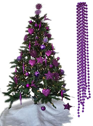 Guirlande de perles de luxe pour sapin de Noël et décoration de chambre 8 mm Chaîne de 3 m (Violet foncé)