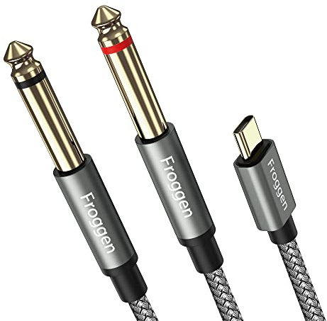 Froggen USB C auf 6.35mm Kabel Typ C auf Dual 6.35 mm 1/4 Zoll TS Audio Kabel AUX Y Splitter Kabel Typ C Stecker auf 1/4 Stecker Audio Kabel für iPhone iPad Verstärker, Lautsprecher