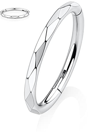 hengkaixuan 16G Conch Creolen Septum Schmuck Silber Nasenring Creolen Daith Ohrringe Chirurgenstahl Higned Segment Seamless Clicker Ring Helix Knorpel Rook Lobe Piercing Schmuck 8mm Rhombus Cut Form