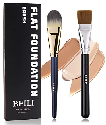 BEILI Foundation Pinsel, Masken Pinsel, Kabuki Foundation Pinsel, Concealer Pinsel, Schmink Pinsel, für Cremige, Masken, Pudrige oder Flüssige Foundation-2PC