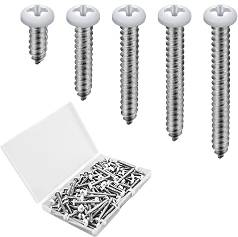 AIEX 125pcs Vis Blanche Tete Plate, Vis Autotaraudeuses Vis Autotaraudeuses en Acier Inoxydable pour Plaques Murales Interrupteurs Couvercles de Remplacement
