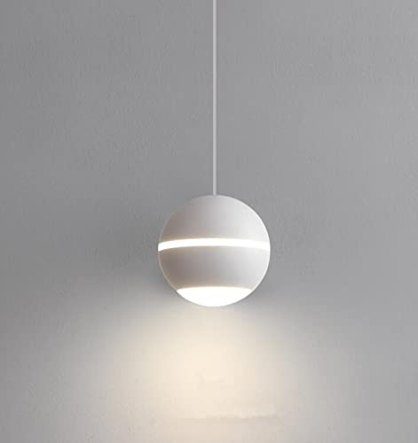 SXYSXYSXY Lampada a sospensione 7W minimalismo luce pendente LED Moderno disegno nordico Camera da letto comodino Lampada Sospesa 3000 mila lampadario corridoio cucina plafoniera Ø8cm,Bianca