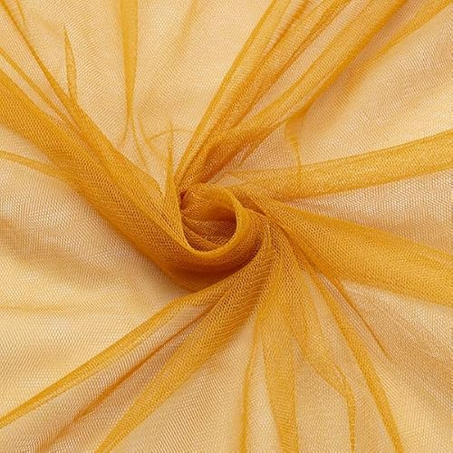 STOFFKONTOR Braut Tüll Stoff Soft Touch - Meterware, Farbe Ocker-Gelb - zum Nähen von Bekleidung, Schleier, Dekoartikeln UVM.