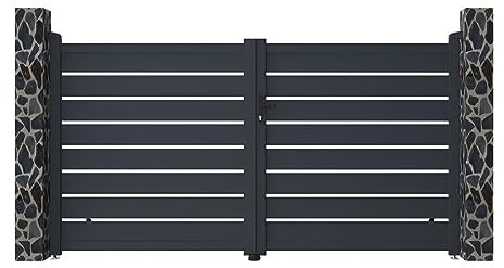 Vente-unique-Gartentor Flügeltor Doppeltor - 305 x 166 cm - durchbrochen - Aluminium - Anthrazit - PRIMO