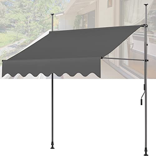 REALN Einziehbare Manuelle Markise, Klemmmarkise Mit Handkurbel, Gelenkarmmarkise, Ohne Bohren, HöHenverstellbar, Geeignet FüR Jede TüR Und Jedes Fenster (Color : Black b, Size : L:2.5m/8.2ft)