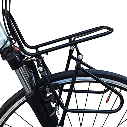 Lecerrot Fahrrad Gepäckträger, Fahrrad Ladungshalter Stahl Frontfahrradkorbhalter, Mit Befestigungsvorrichtung, Vorne Abnehmbarer Fahrrad Gepäckträger, Für Rennräder, Falträder, Mountainbike Zubehör