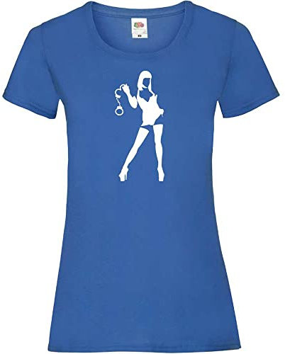Domina mit Handschellen Frauen Lady-Fit T-Shirt Royal S