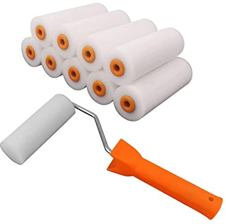 POCHY Farbroller 10 Stück Farbroller 4/6 in hochdichtem Mini-Schwammrollerrahmen mit Kunststoffgriff Roller Malerei für Wand-Decken-Werkzeuge bequem