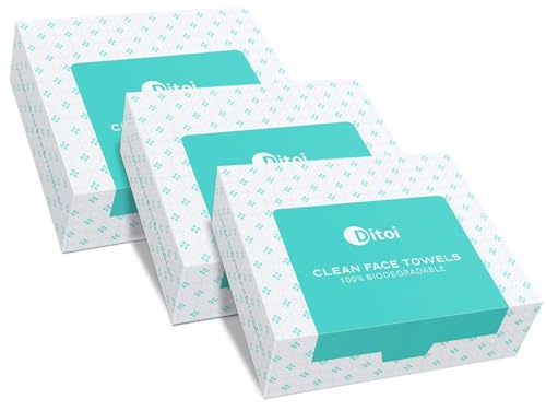 Ditoi XL Disposable Face Towels, 10×12, 45 Count, Thick Dry Wipes | Ultra Soft Plant-Based Wipes, Makeup Remover, Dry & Wet Use, Gentle for Sensitive, Dry, Oily Skin, Great for Travel