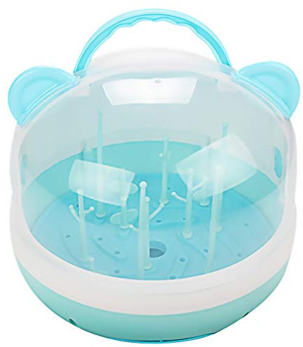 Caja for secar biberones de leche Estantes for secar biberones con cubierta antipolvo Práctico soporte for biberones Secador de biberones Escurridor for suministros for el hogar al aire libre Azul