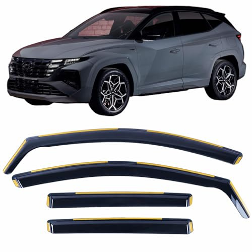 Set Of 4 Wind Deflectors For HYUNDAI TUCSON 2021 2022 2023 2024 2025 2026 In-Channel Acrylic Side Window Visors-Smoke Tinted Rain Guards Reflectors.