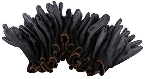 flexman 12 Paires de Gants de Travail de Sécurité, Gants de Travail avec Revêtement de Paume en Nylon PU Antistatique, Gants de Jardin pour un Assemblage Précis, Inspection du Prod (9L)