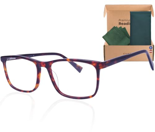 Cvantus Premium Lesebrille | Verschreibungsbrillen-Qualität - Hergestellt von Optikern | Blaulicht- und UV-Blocker, Entspiegelt | Quadratische Lesebrille Herren & Damen