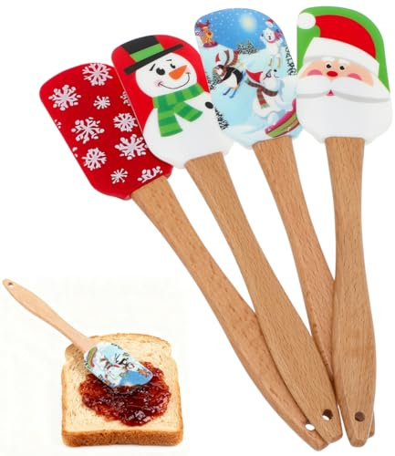Operitacx 8 StüCk Silicone Teigschaber Weihnachten, Teigspachtel Silikon Spatel Klein HitzebestäNdige FüR Butter, KäSe, Sahne