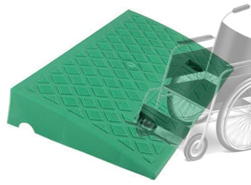 Rollstuhlrampe aus Kunststoff für Roller, Stufen, Einfahrten und Garageneingang, rutschfest, tragbar, Schwellenrampe (grün, 7,6 cm)
