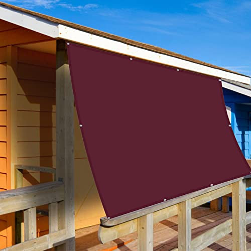 Pali per vela ombreggiante, 4,5 x 8 m, 95% UV, in tessuto, per esterni, patio, permeabile all'aria, parasole con sabbia e vino rosso