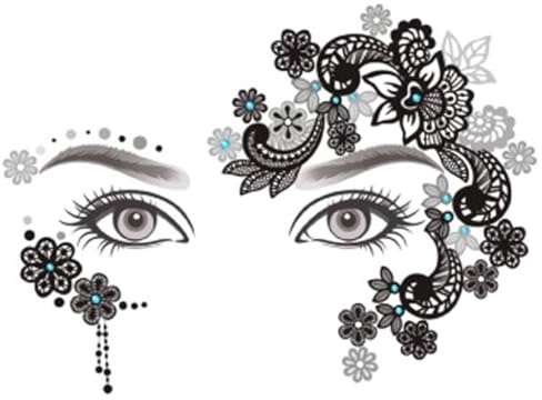 Face Art Temporäres Tattoos Gesichts-Tattoo Ablösbare Aufkleber Glitzer für Halloween Mottoparty Karneval Cosplay Festival Fasching Geburtstag (schwarz & weiß)