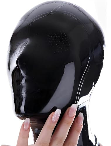 YZPNBW Würgen Latexmaske Bondage Spiel SM Latex Halloween Party Maske Maskerade BDSM Extreme Sexspielzeug Für Paare Erotische Kopfbedeckung Kostüm Gummimaske Es Gibt Viele Kleine Löcher Im Gesicht