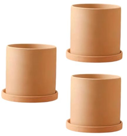 Set di 5 vasi per piante in terracotta, da 3/4/5/7 pollici, in argilla rossa, con sottovaso di drenaggio, ideali per piante grasse, bonsai, piantagioni interne ed esterne