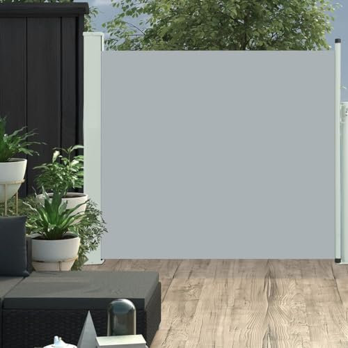 Césped y jardín, vida al aire libre, sombrillas y sombrillas para exteriores, toldo lateral retráctil para patio, 100 x 300 cm, color gris