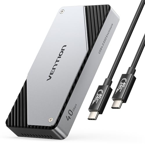 VENTION 40Gbps M.2 NVMe SSD Enclosure, Aluminium PCIe NVMe Enclosure with Cooling Fan, Tool-Free SSD Enclosure for USB4/Thunderbolt 3/4, Support M & M+b Key & Sizes 2230/2242/2260/2280 PCIe SSDs
