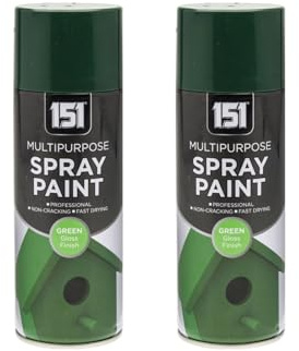 DIOXSTAR Green Spray Paint, Gloss Finish, Multi-Purpose Spray Paint, Non-Cracking, Fast Drying Paint, Suitable for Indoor or Outdoor Use, DIY Projects, 400ml (2 PCS)