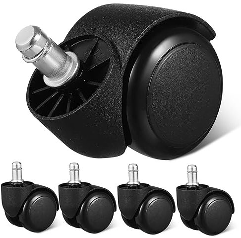 HOODANCOS 5pcs Universal Replacement Office Chair Wheels Caster Smooth Rolling 11x22mm Black Insert Stem for Computer Desk Chair Furniture Casters