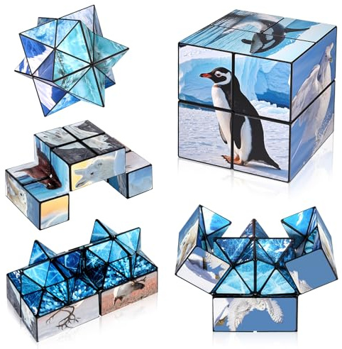 Sternenwürfel Unendlichkeitswürfel Zappelphilipp für Kinder, Puzzle-Würfel für Kinder von 3+ Jahren, Arktische/Antarktische Tiere Würfelspaß Spielzeug für Jungen Mädchen (Polar Serie)