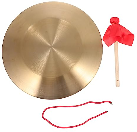 TOYANDONA Gong De Cobre De 32 Cm Martillo, Instrumento De Percusión Para Fiestas y Conciertos, Diseño Tradicional Chino Para Niños y Adultos