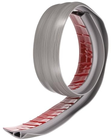 QUARKZMAN Bande de Transition de Sol 2,8 3,33ft en Pvc Auto-Adhésif pour Tapis vers Carrelage, Bordure de Transition à Coller pour Sols Inégaux Hauteur 15mm, Grain de Bois Gris