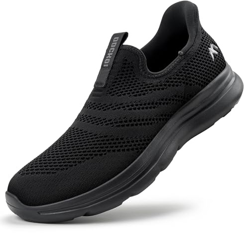 ODCKOI Baskets Slip-on Homme Respirantes - Légères et Confortables pour Ville, Randonnée, Course à Pied - Chaussures de Sport sans Lacets en Mesh Minimalistes-1044 Noir uni-44EU