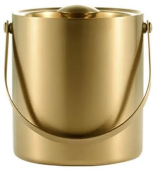 2L Ice Bucket with Lid, Double Wall Insulated Stainless Steel ICES Buckets Wine for Cocktail Bar and Parties(Gold)