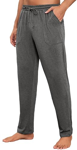 Litherday Pantalon de Pyjama Homme Bas de Pyjama Vêtement de Nuit | avec Poches à Cordon Doux Léger Confortable Longue
