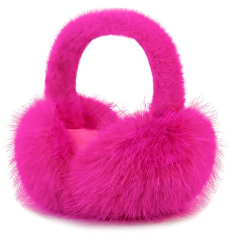 SEYUFN Plüsch Ohrenschützer Damen Winter Ohrenwärmer Faltbare Ohrenschützer Damen Earmuffs Weich Teenager-Mädchen (Rose)