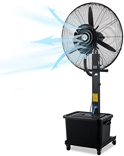 Ventilatore nebulizzatore commerciale per interni ed esterni, ventilatore nebulizzatore oscillante a 90°, ventilatore industriale a piantana per il raffreddamento, serbatoio da 43 litri, 3 velocità,