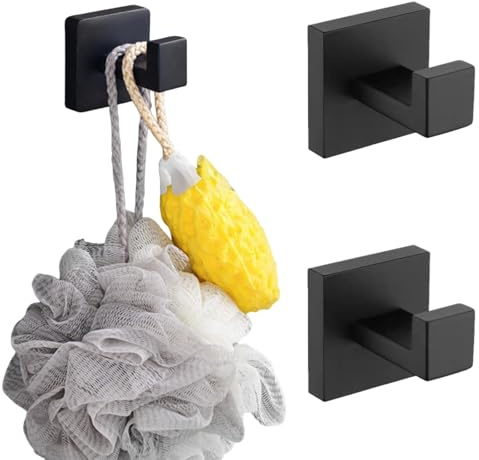 Cohentbliss 2 Stück Handtuchhaken zum Bohren, Handtuchhalter Edelstahl, Garderobenhaken Schwarz, Kleiderhaken Wand, Bademantelhaken, Mit Schrauben, Wasserfeste, für Bad, Wohnzimmer, Toilette, Küche