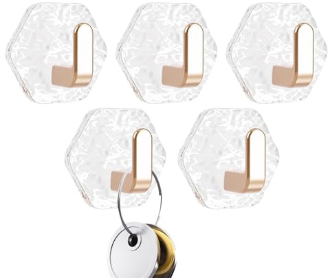 Ganchos Adhesivos Para Pared | 5 Unidades Colgador Toallas Para Pared De Baño - Soportes De Carga Para Colgadores De Abrigos Para Cocina Salón Almacenamiento Junto A La Piscina Dormitorio Autocaravana